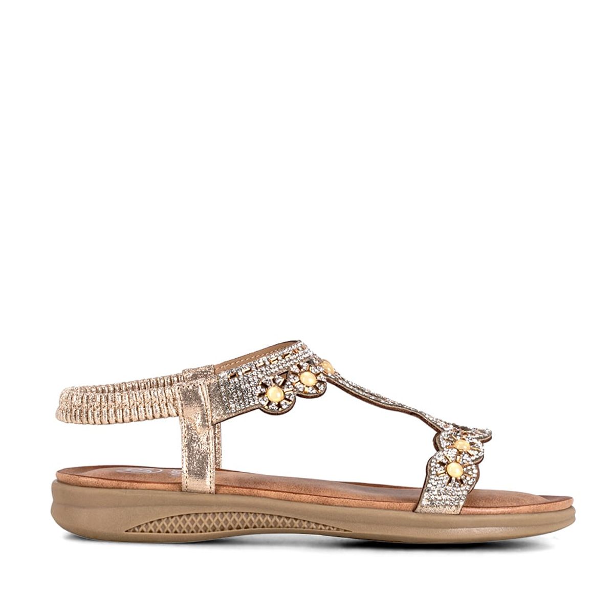 WEIDE - Sandalia Plana Dorado Casual JS53 Weide