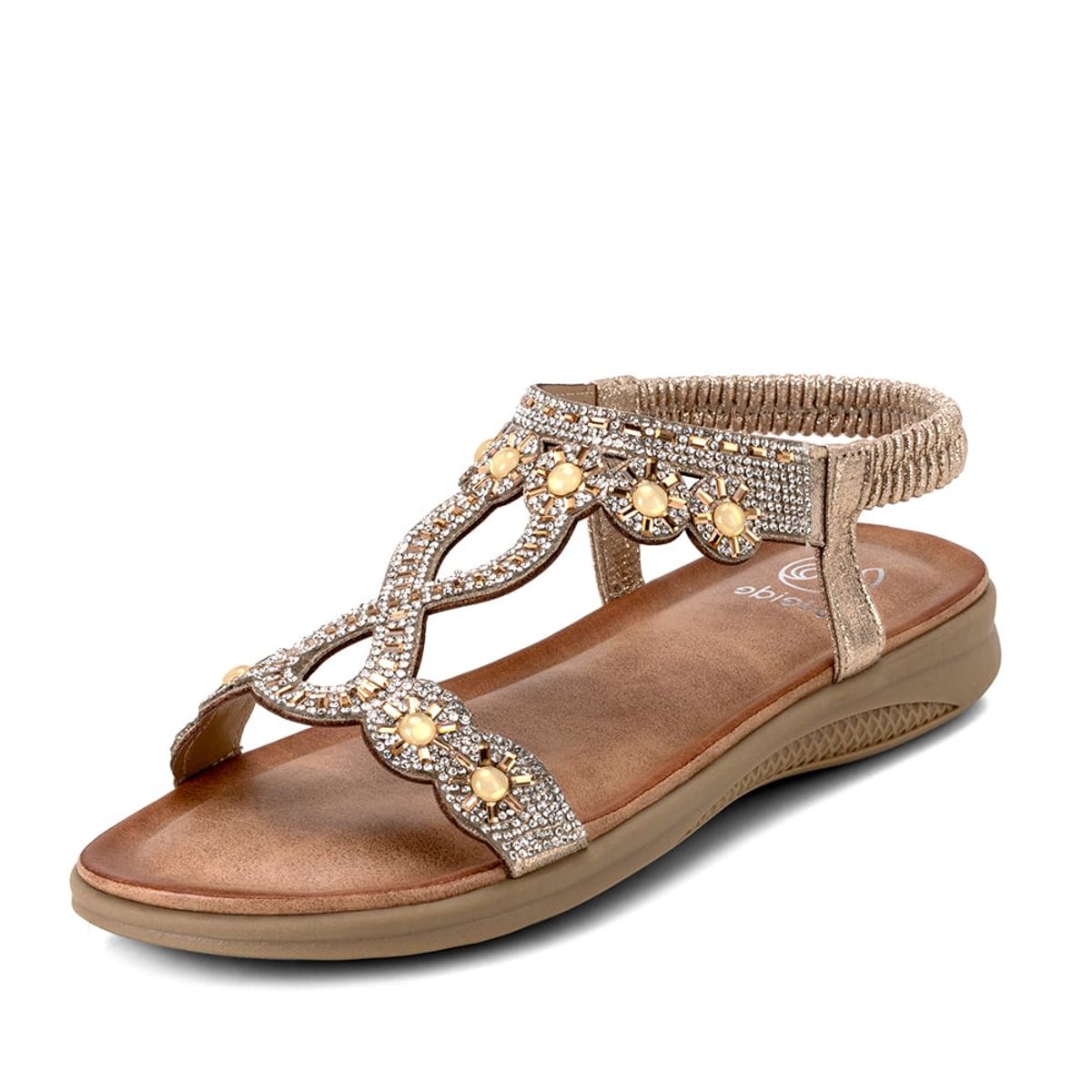 WEIDE - Sandalia Plana Dorado Casual JS53 Weide