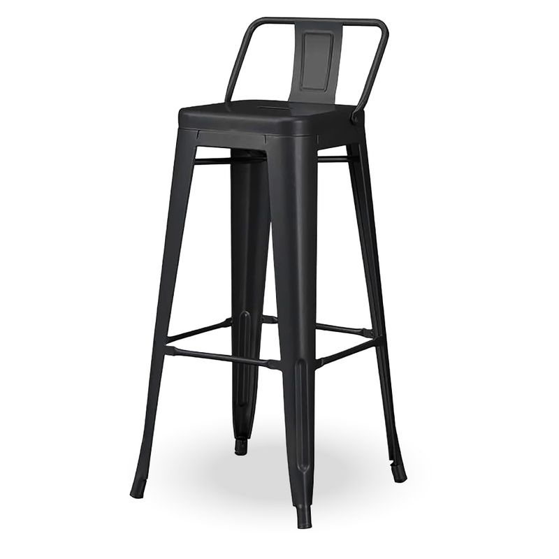HOME&DESIGN - Silla de Bar Negra con respaldo