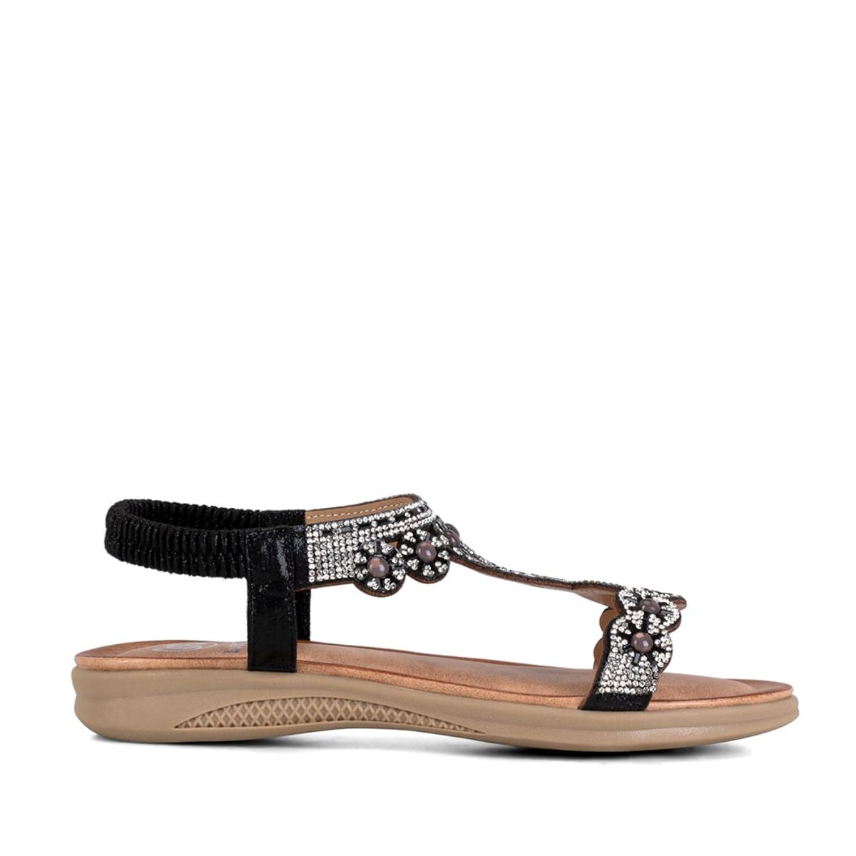 WEIDE - Sandalia Plana Negro Casual JS53 Weide