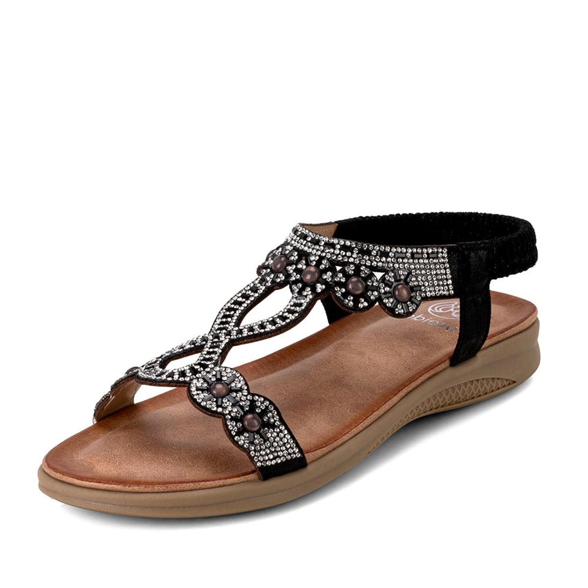 WEIDE - Sandalia Plana Negro Casual JS53 Weide