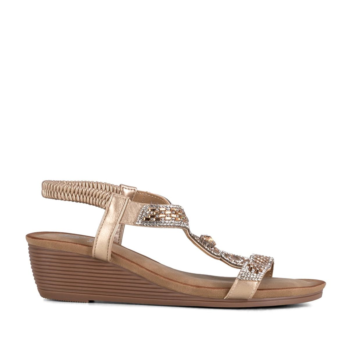 WEIDE - Sandalia Plana Dorado Casual JS55 Weide