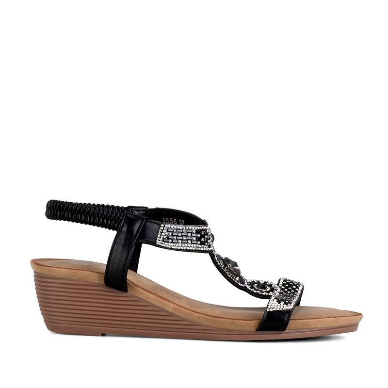 WEIDE - Sandalia Plana Negro Casual JS55 Weide