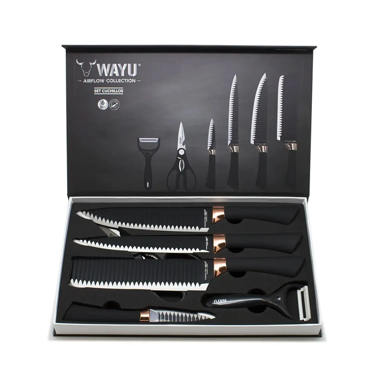 WAYU - Set Cuchillos Rolling Tijeras y Pelador Collección Airflow - Wayu