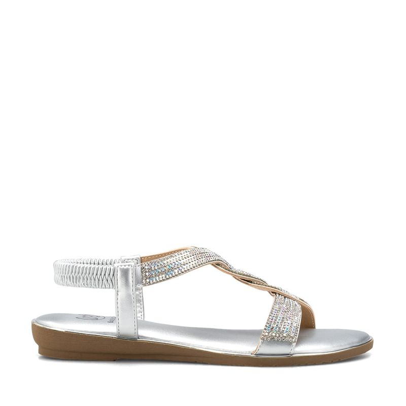 WEIDE - Sandalia Plana Plateado Casual JS56 Weide