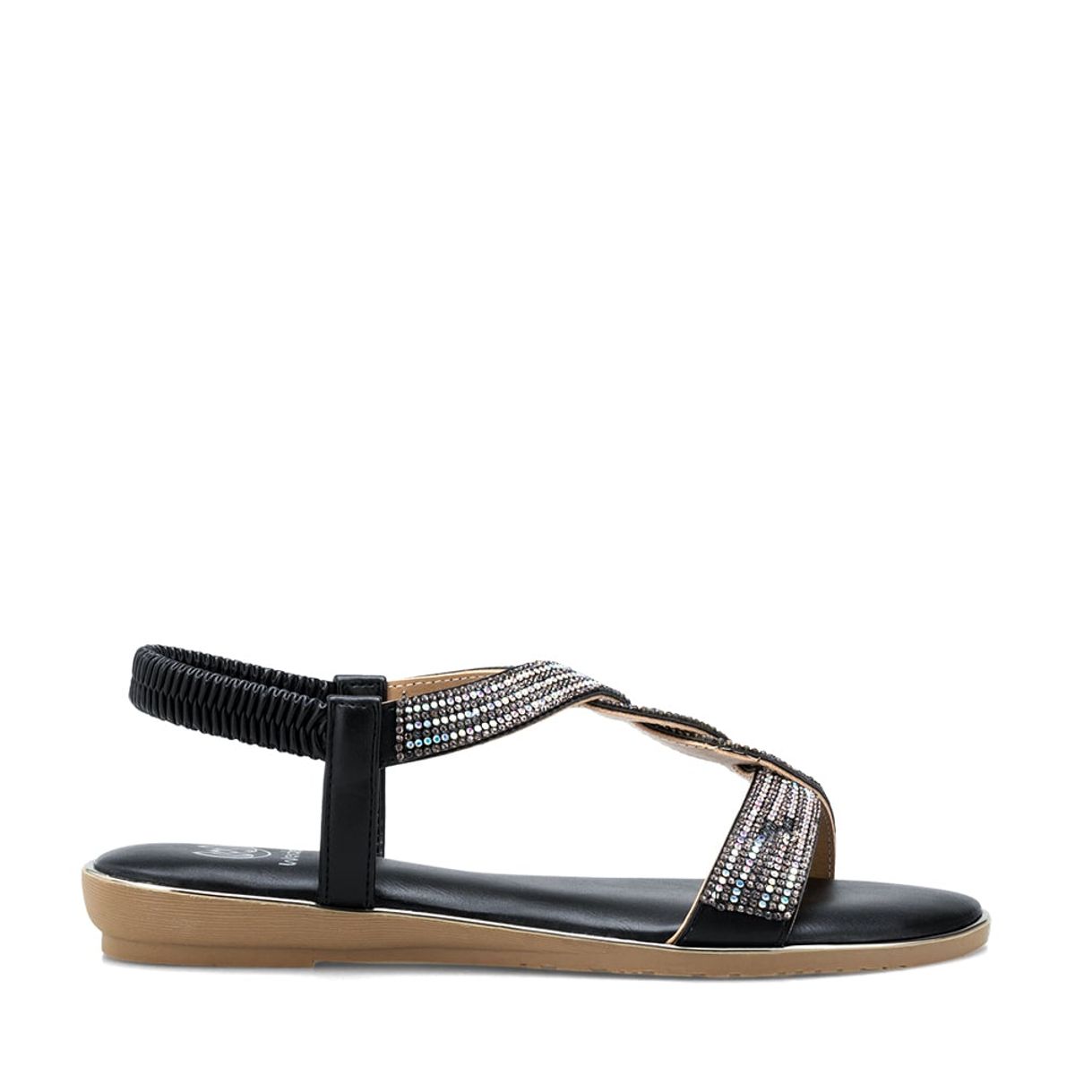 WEIDE - Sandalia Plana Negro Casual JS56 Weide