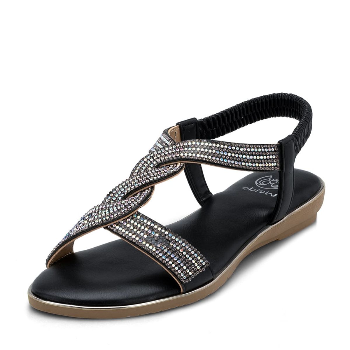 WEIDE - Sandalia Plana Negro Casual JS56 Weide