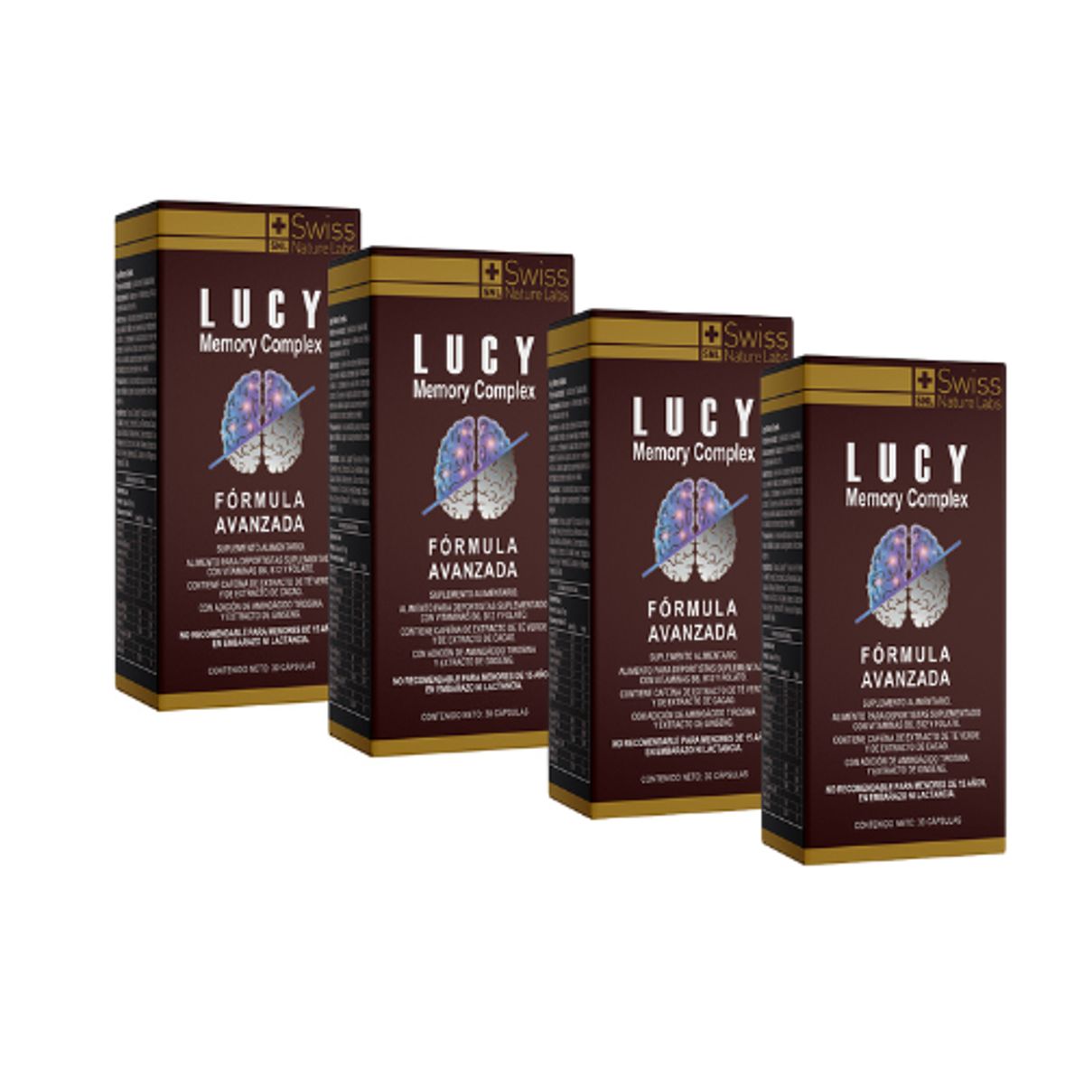 LUCY MEMORY - Pack 4 Suplemento Alimenticio Lucy Memory para Memoria y Enfoque