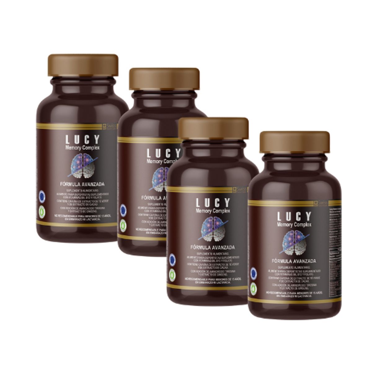 LUCY MEMORY - Pack 4 Suplemento Alimenticio Lucy Memory para Memoria y Enfoque