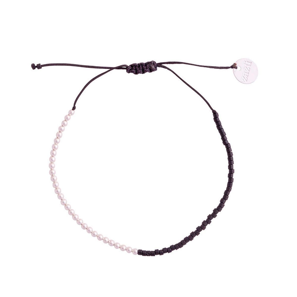 ZAZU - Pulsera Iki Negra con Mostacillas de Plata