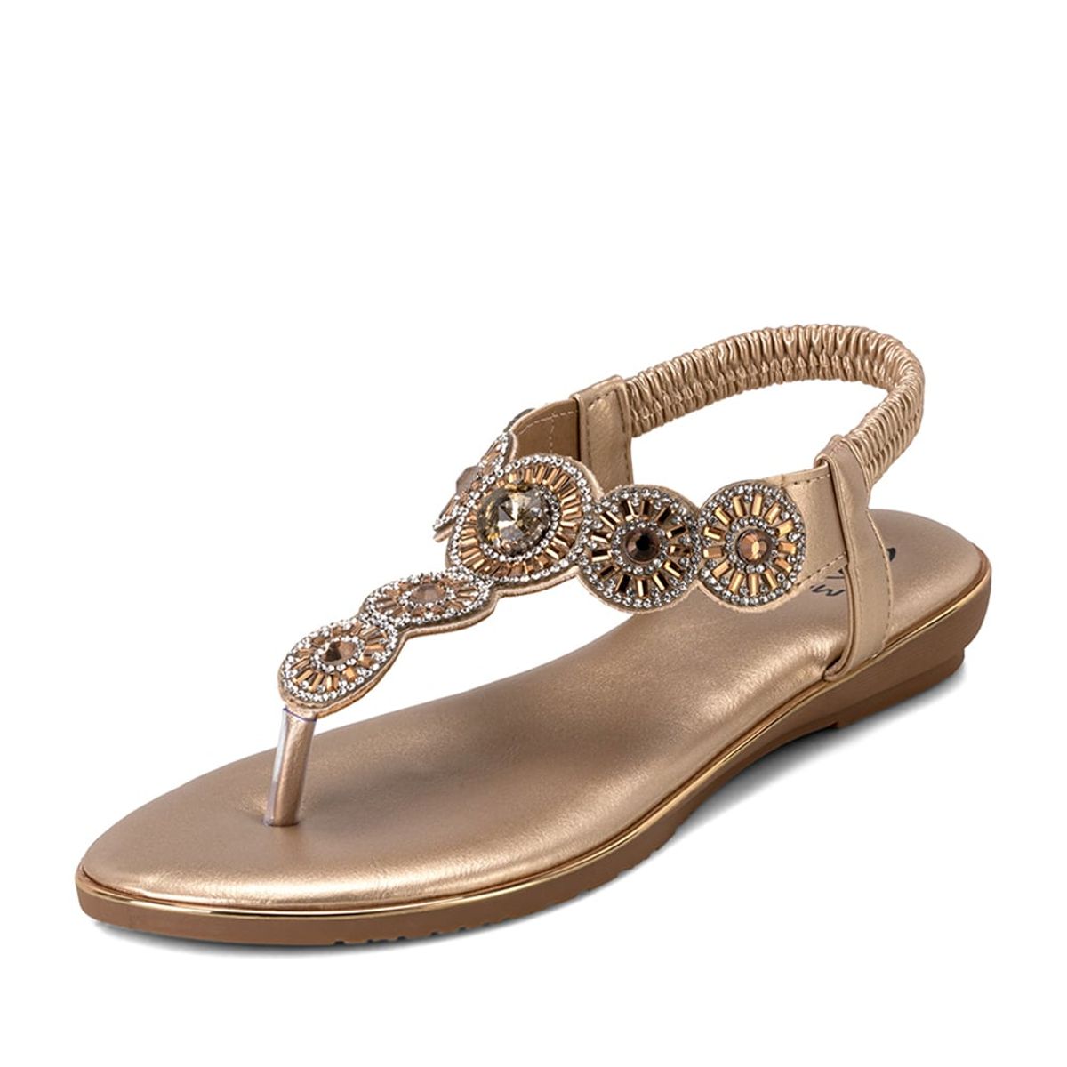 WEIDE - Sandalia Plana Dorado Casual JS57 Weide