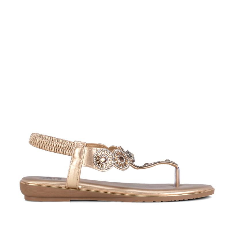 WEIDE - Sandalia Plana Dorado Casual JS57 Weide