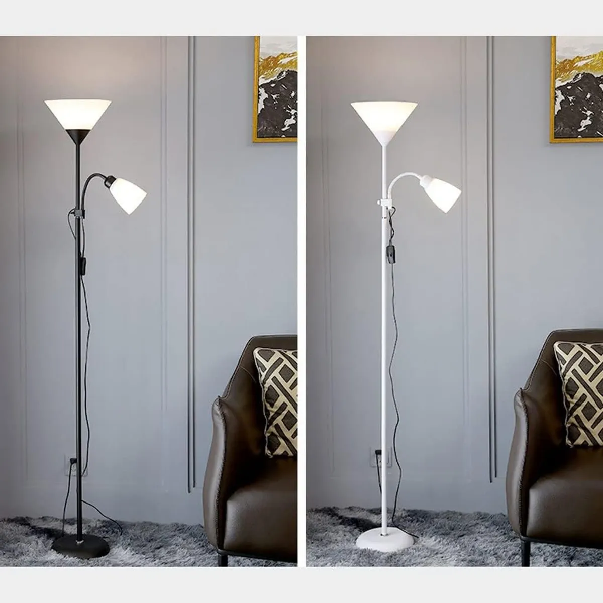 CRUSEC - Lampara De Pie Ajustable Nordica Elegante Decorativa negro