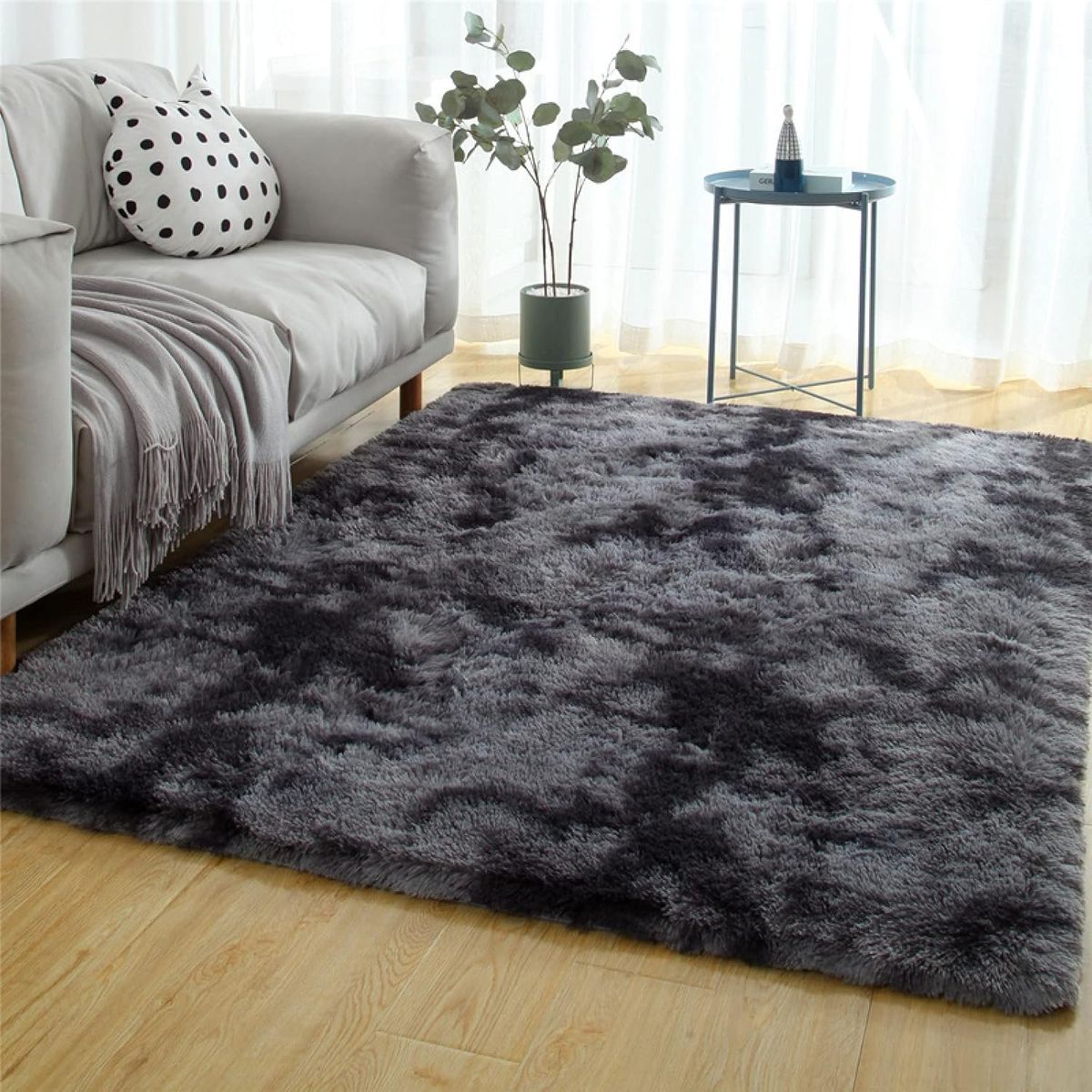 DIANA - ALFOMBRA PELUDA TIPO SHAGGY 200CMX240CM COLOR NEGRO JASPEADO