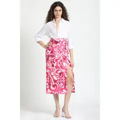 LIOLA - Falda Midi Estampado Rosa