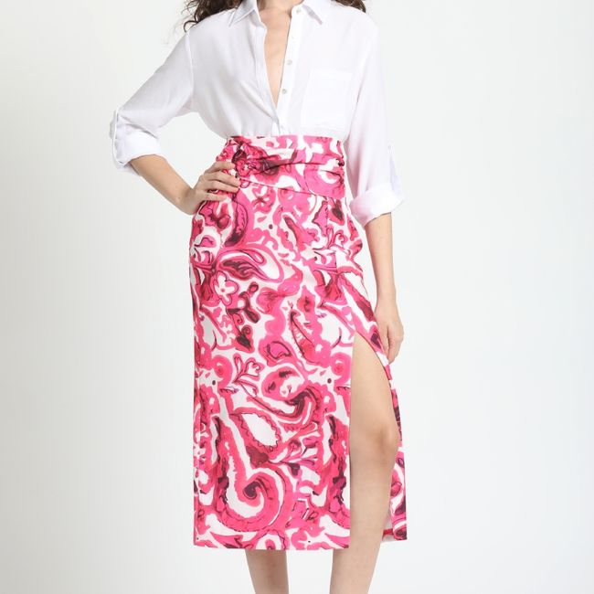 LIOLA - Falda Midi Estampado Rosa Liola