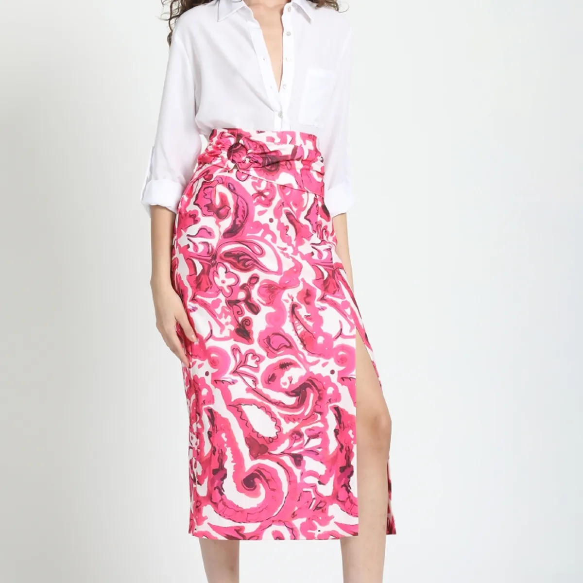 LIOLA - Falda Midi Estampado Rosa Liola