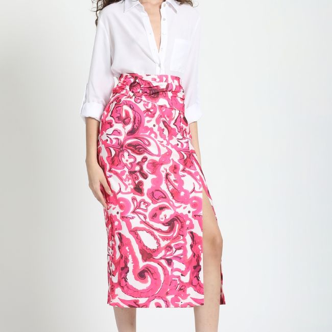 LIOLA - Falda Midi Estampado Rosa Liola