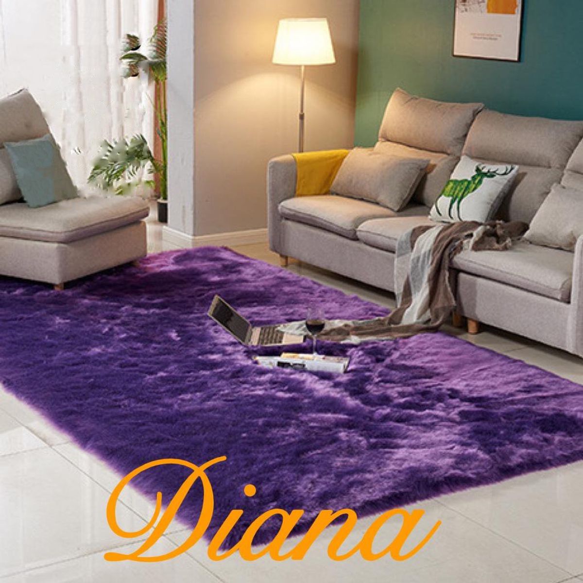 DIANA - ALFOMBRA PELUDA TIPO SHAGGY 200CMX240CM COLOR MORADO JASPEADO