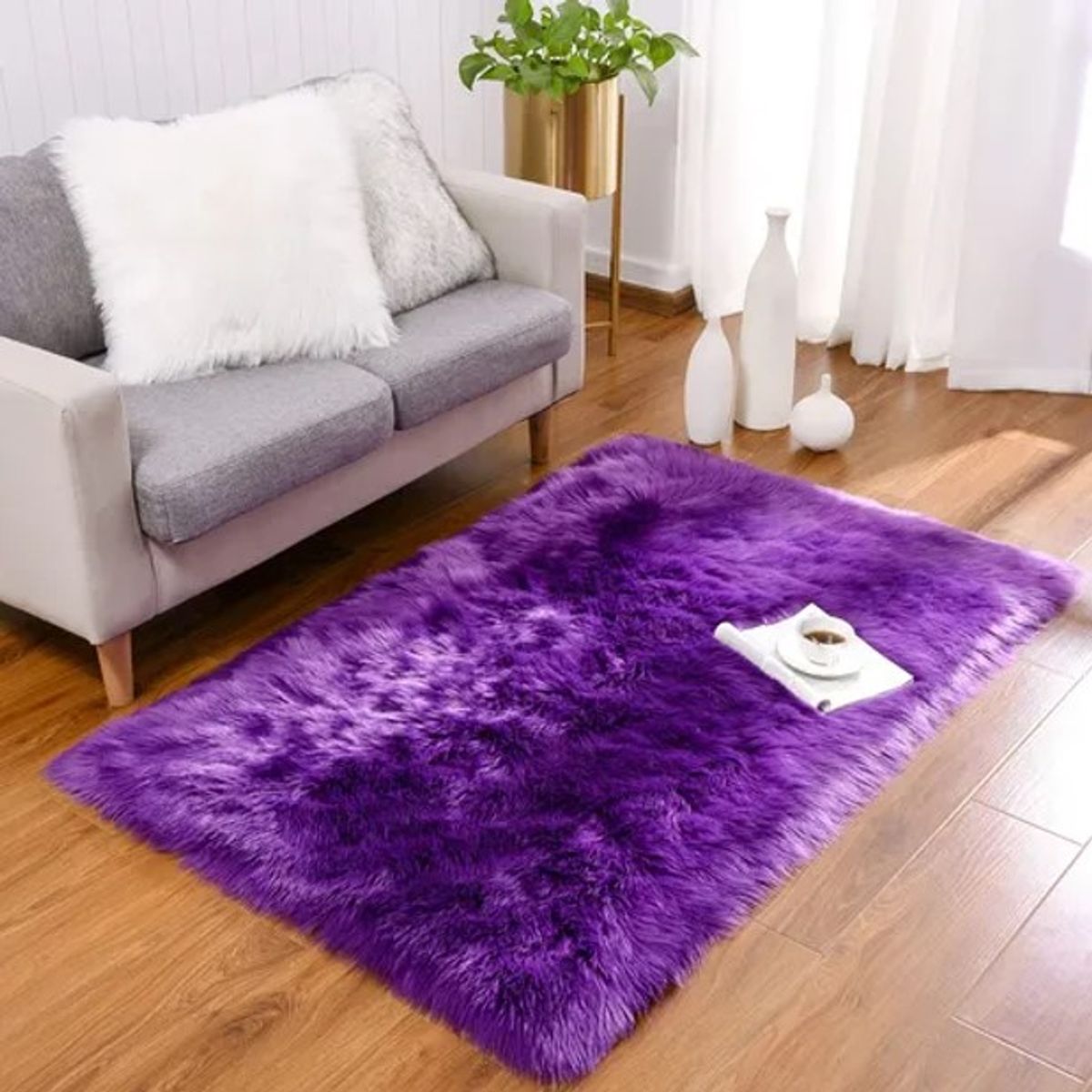 DIANA - ALFOMBRA PELUDA TIPO SHAGGY 200CMX240CM COLOR MORADO JASPEADO