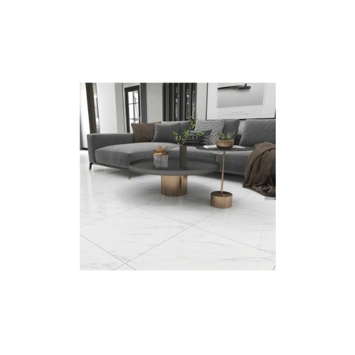 GENERICO - Piso Vinílico autoadhesivo 5 m2 con diseño de mármol tipo baldosa