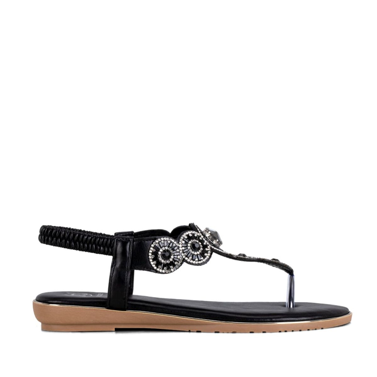 WEIDE - Sandalia Plana Negro Casual JS57 Weide