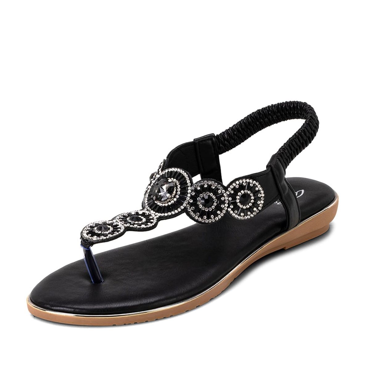 WEIDE - Sandalia Plana Negro Casual JS57 Weide