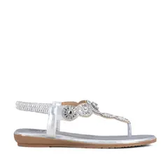 WEIDE - Sandalia Plana Plateado Casual JS57