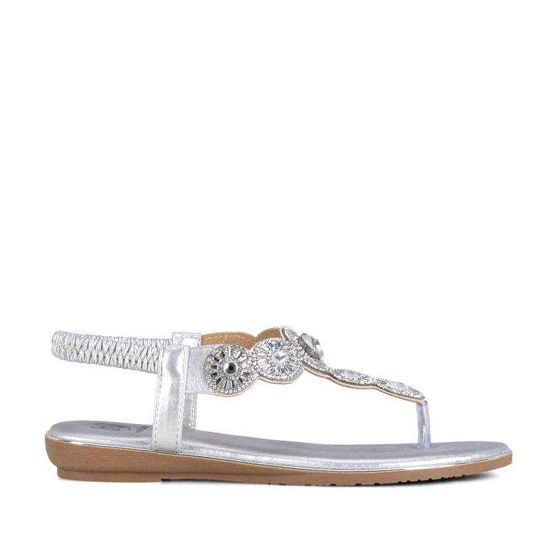 WEIDE - Sandalia Plana Plateado Casual JS57 Weide