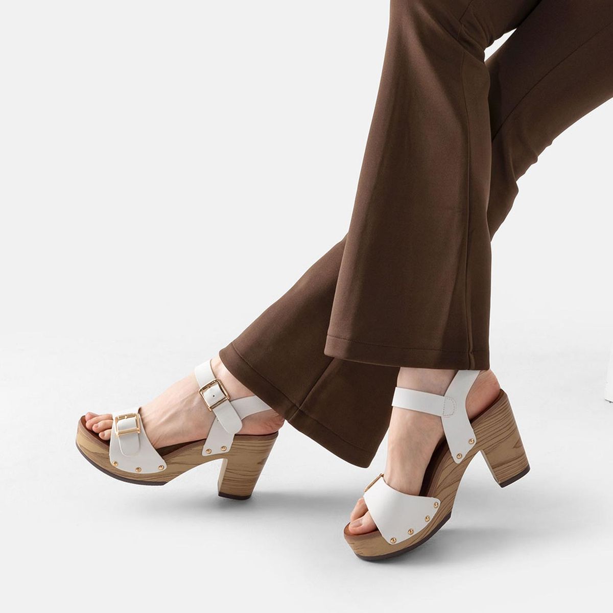 WEIDE - Sandalias Taco Casual Blanca Mujer Weide JS58