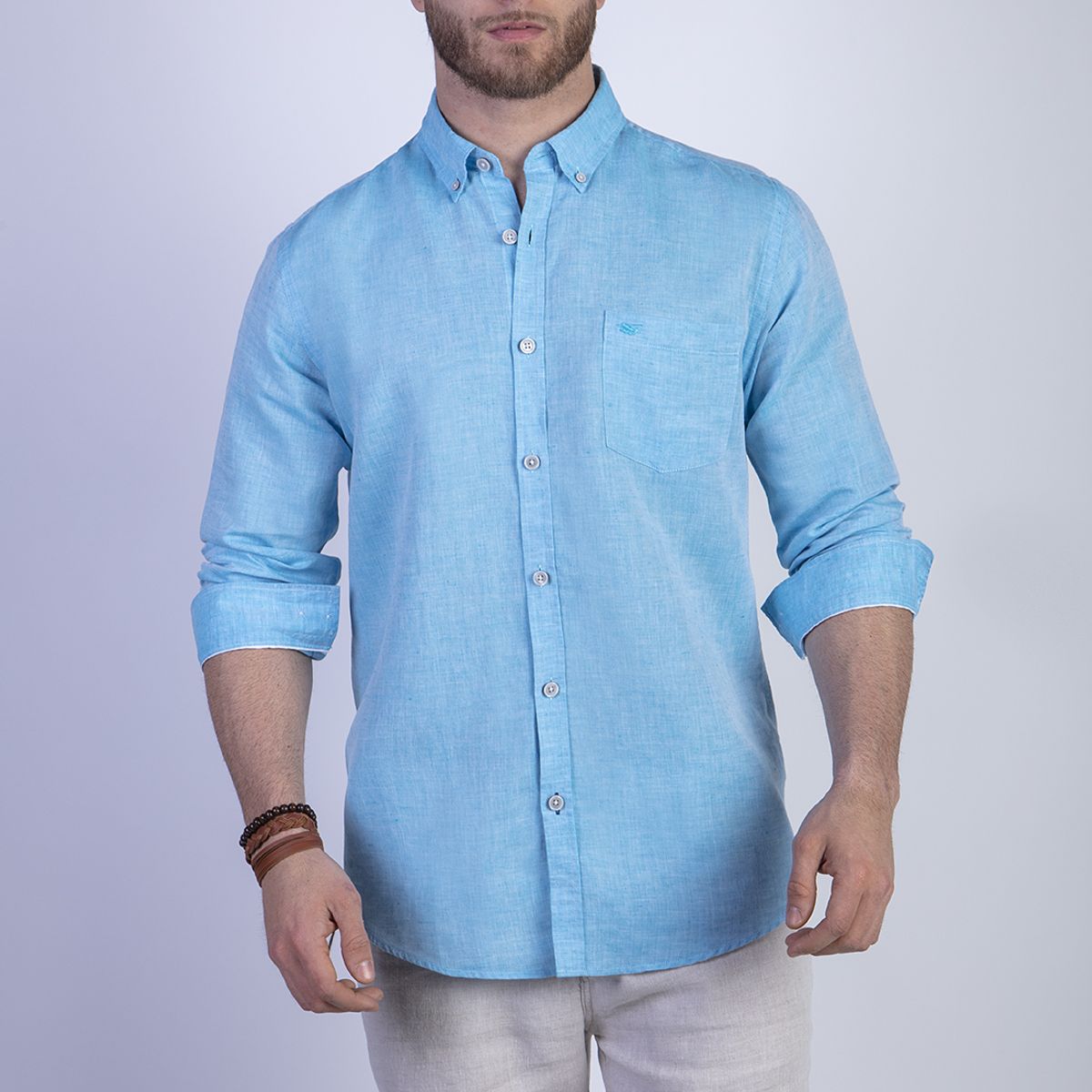 FEROUCH - Camisa Sport Lino F Verde Ferouch