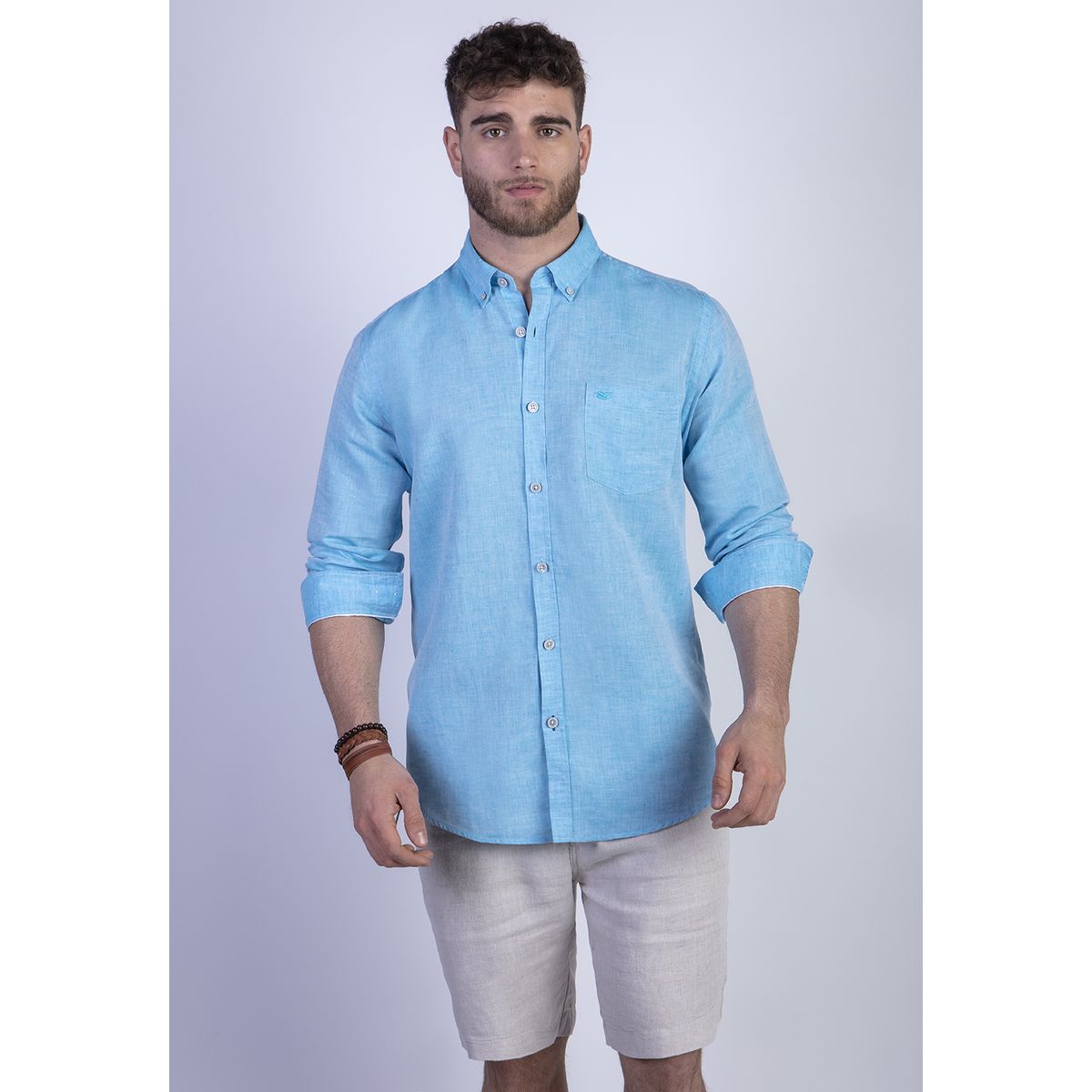 FEROUCH - Camisa Sport Lino F Verde Ferouch