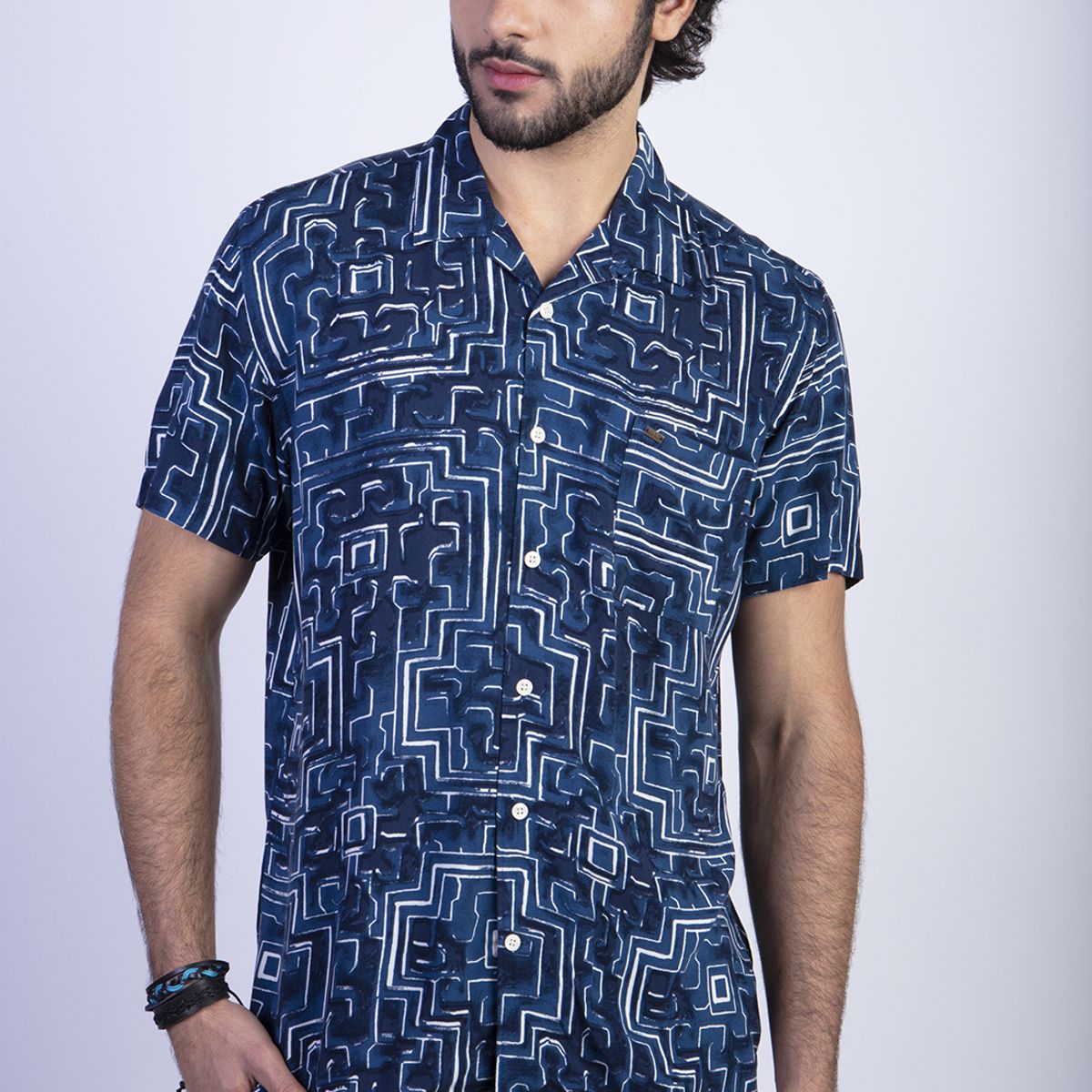 FEROUCH - Camisa Estampada Silver Fj Azul Ferouch