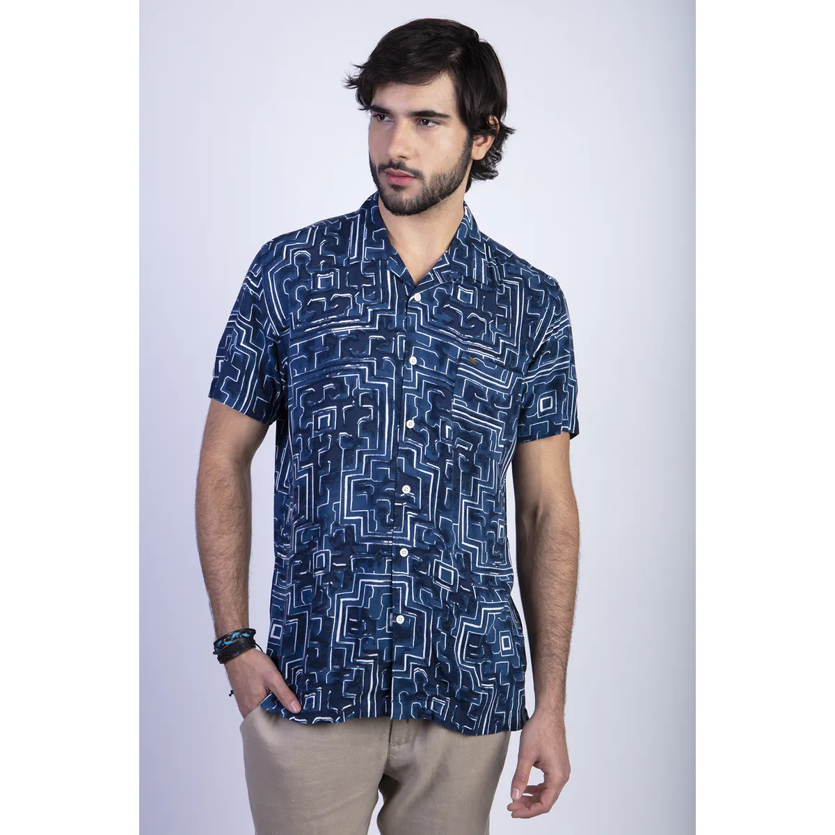 FEROUCH - Camisa Estampada Silver Fj Azul Ferouch