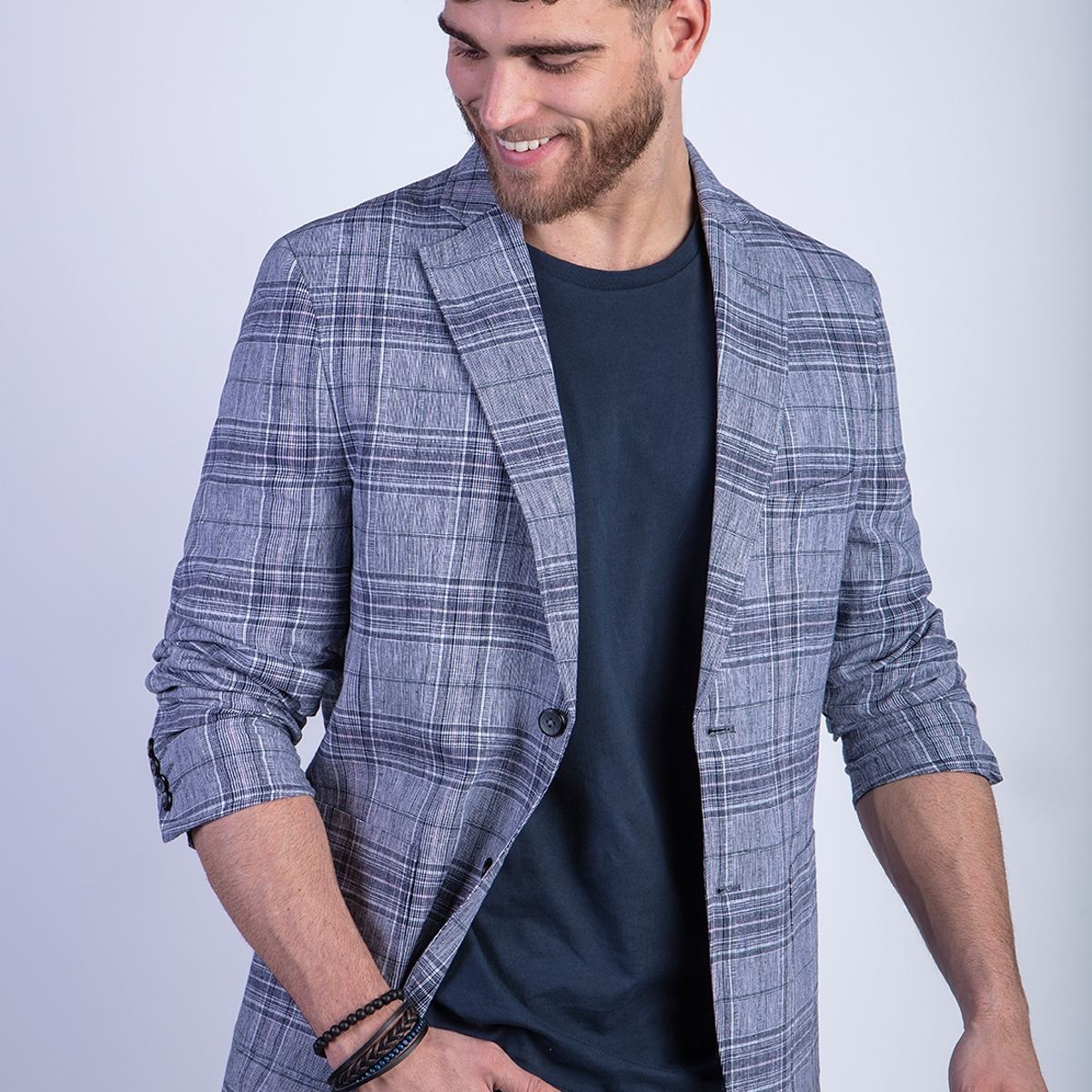 FEROUCH - Blazer Check Austin F Azul Ferouch