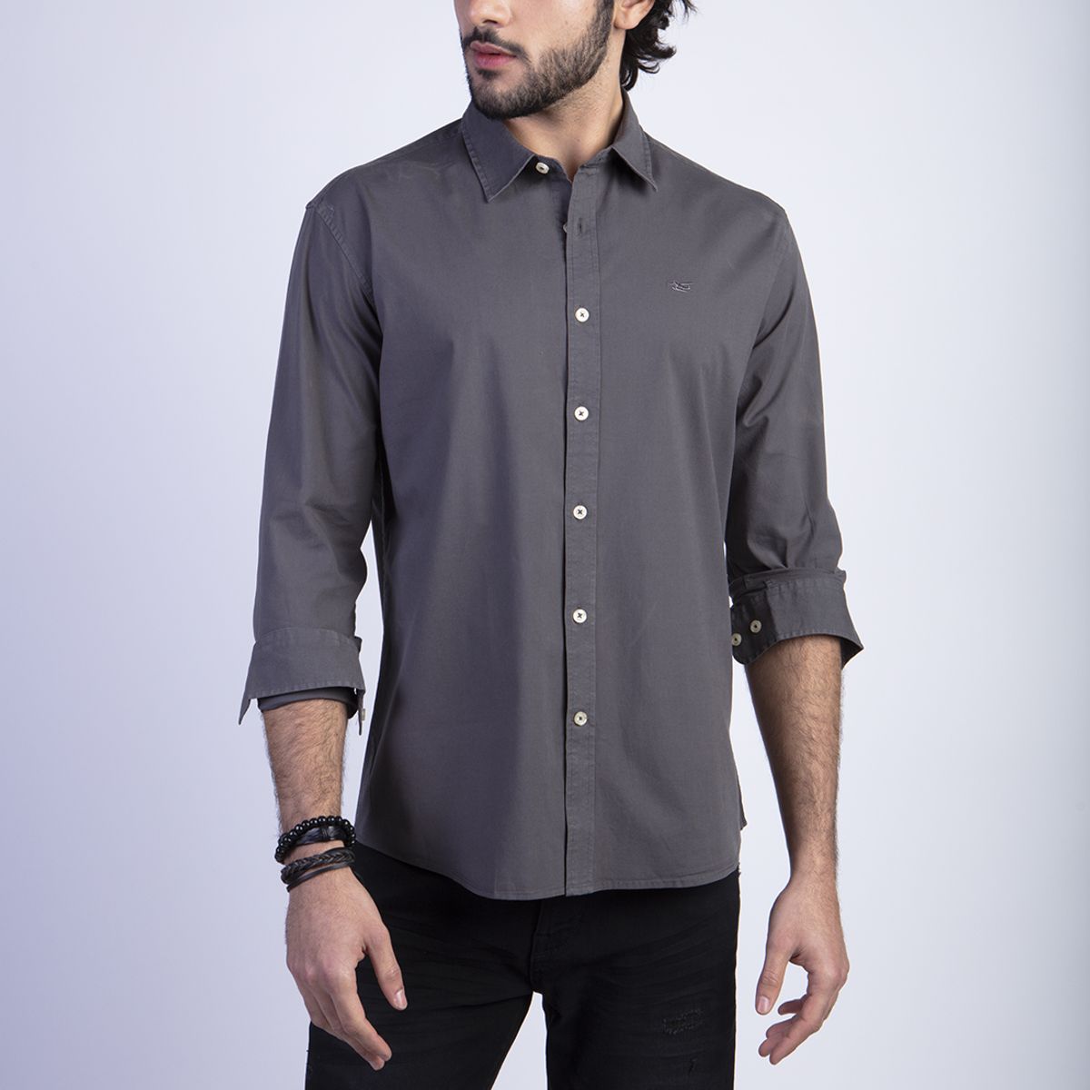 FEROUCH - Camisa Garment Dyed Sport F Gris Ferouch
