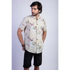 FEROUCH - Camisa Estampada Flores Fj Beige