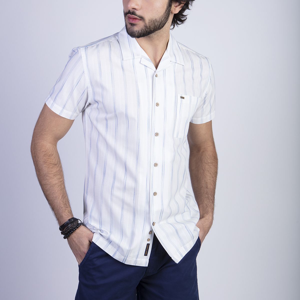 FEROUCH - Camisa Sport Hawai Fj Celeste Ferouch