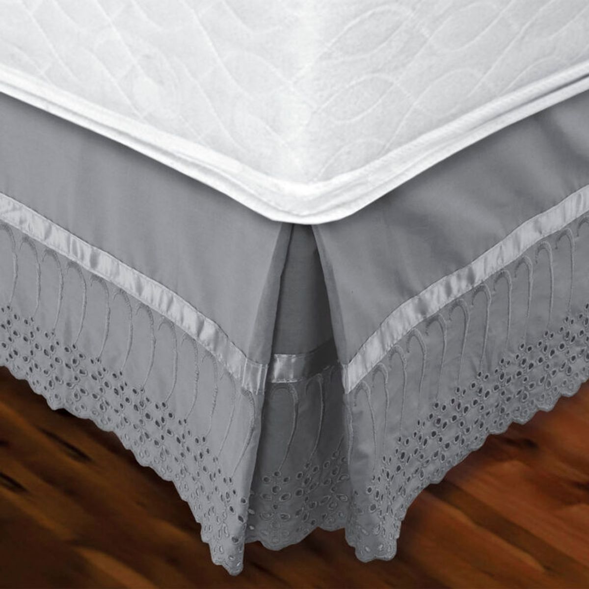 GENERICO - Faldón 144 hilos Broderie Amanda Super King Gris