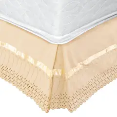 GENERICO - Faldón Broderie Amanda 2 Plazas Beige