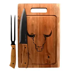 WAYU - Set Parrillero Tabla Cuchillo y Tenedor PRM -