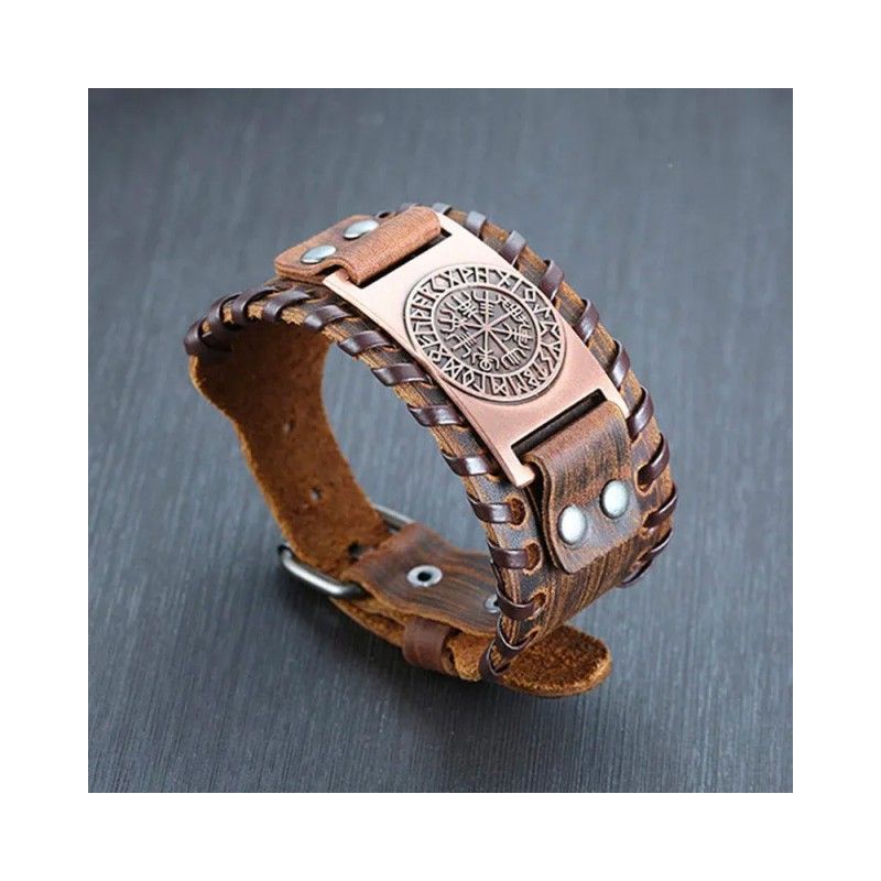 GENERICO - Pulsera de Cuero Vegvísir