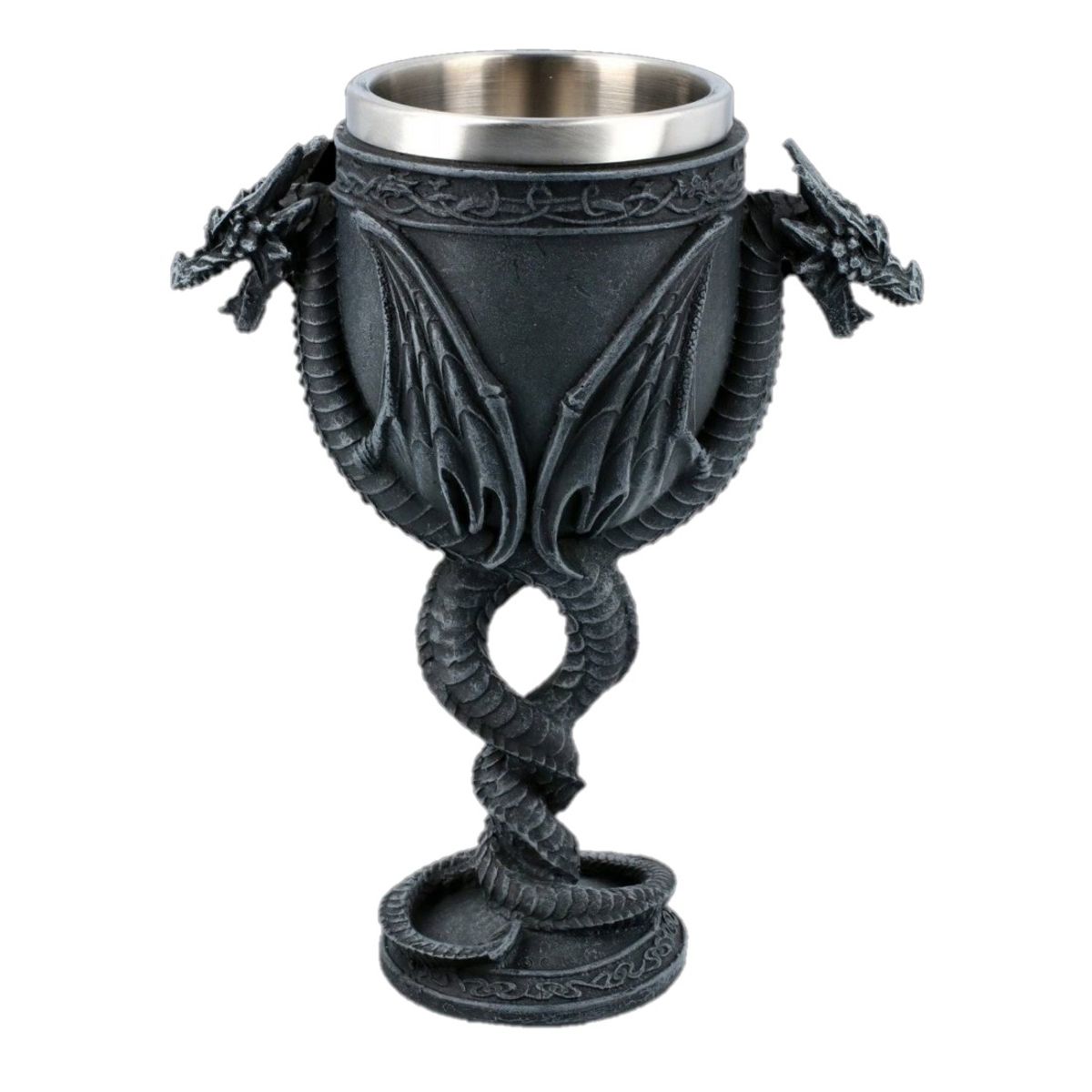 GENERICO - Copa Cáliz 3D Resina doble dragón celti mazmorras y dragones