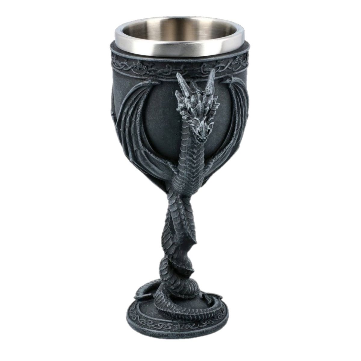 GENERICO - Copa Cáliz 3D Resina doble dragón celti mazmorras y dragones