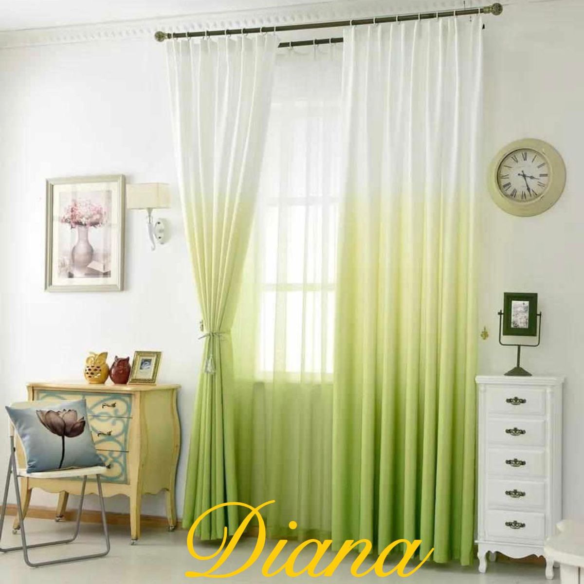 GENERICO - CORTINA VISILLO DEGRADE 2 PAÑOS 140CM X 240CM C/U COLOR VERDE