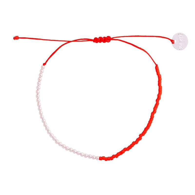 ZAZU - Pulsera Iki roja con Mostacillas de Plata