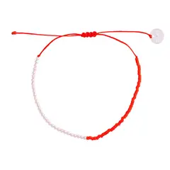 ZAZU - Pulsera Iki roja con Mostacillas de Plata