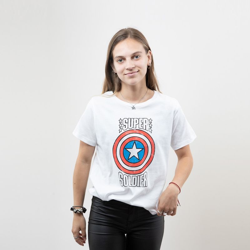 MARVEL - Polera Mujer Capitan America Super Blanco Marvel