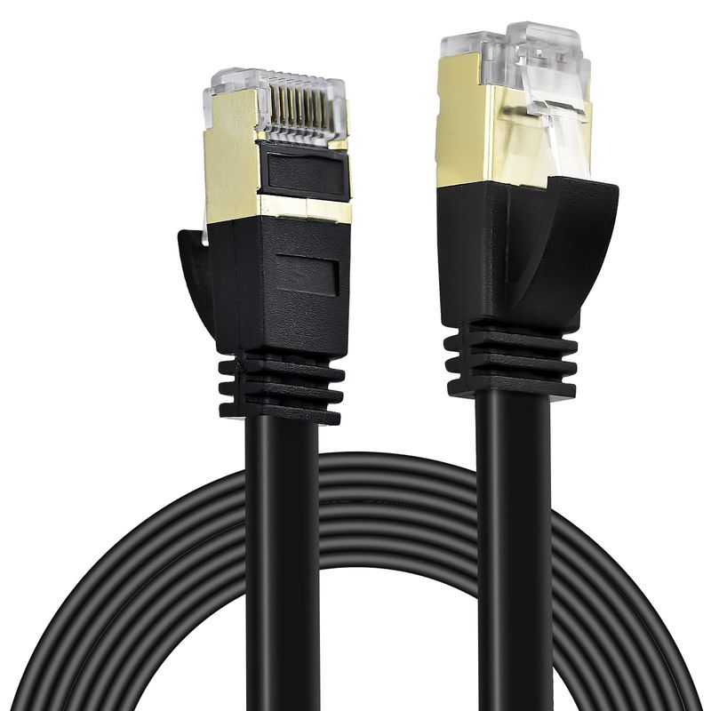 AIZO - Negro Cat7 Rj45 Cable De Red Plano Categoría 7 Inthernet 3m