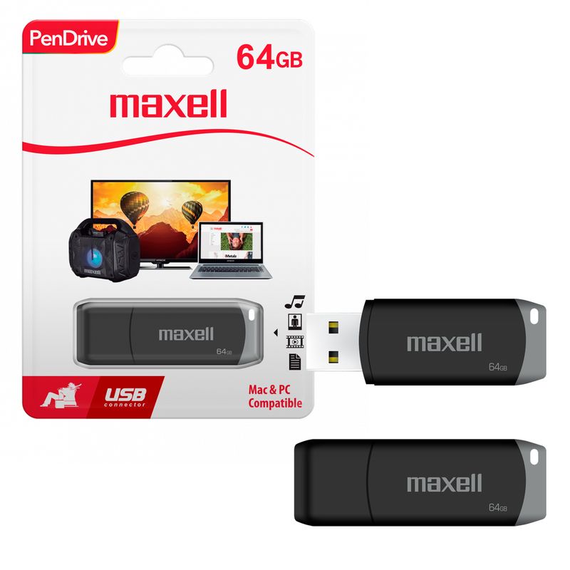 MAXELL - Pendrive USB 64GB USBPD-64 Maxell Compatible MAC y Windows
